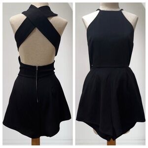C. Luce Black Open-Back Romper w/ Convertible Straps, size S